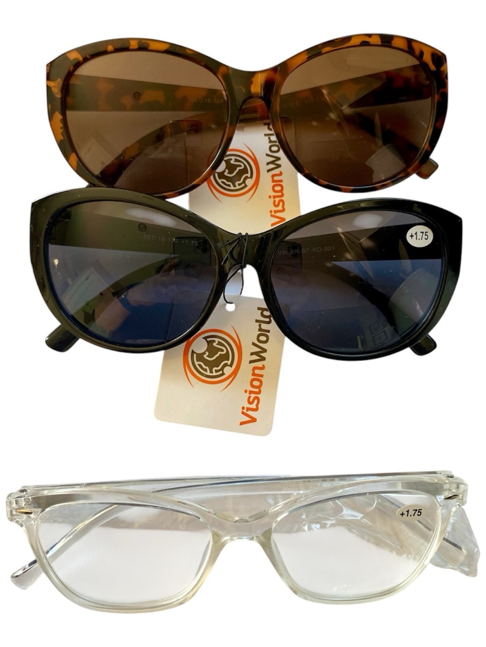 MODFANS/VISION WORLD Glasses 1.75 Strength Transparent Glasses and Sunglasses